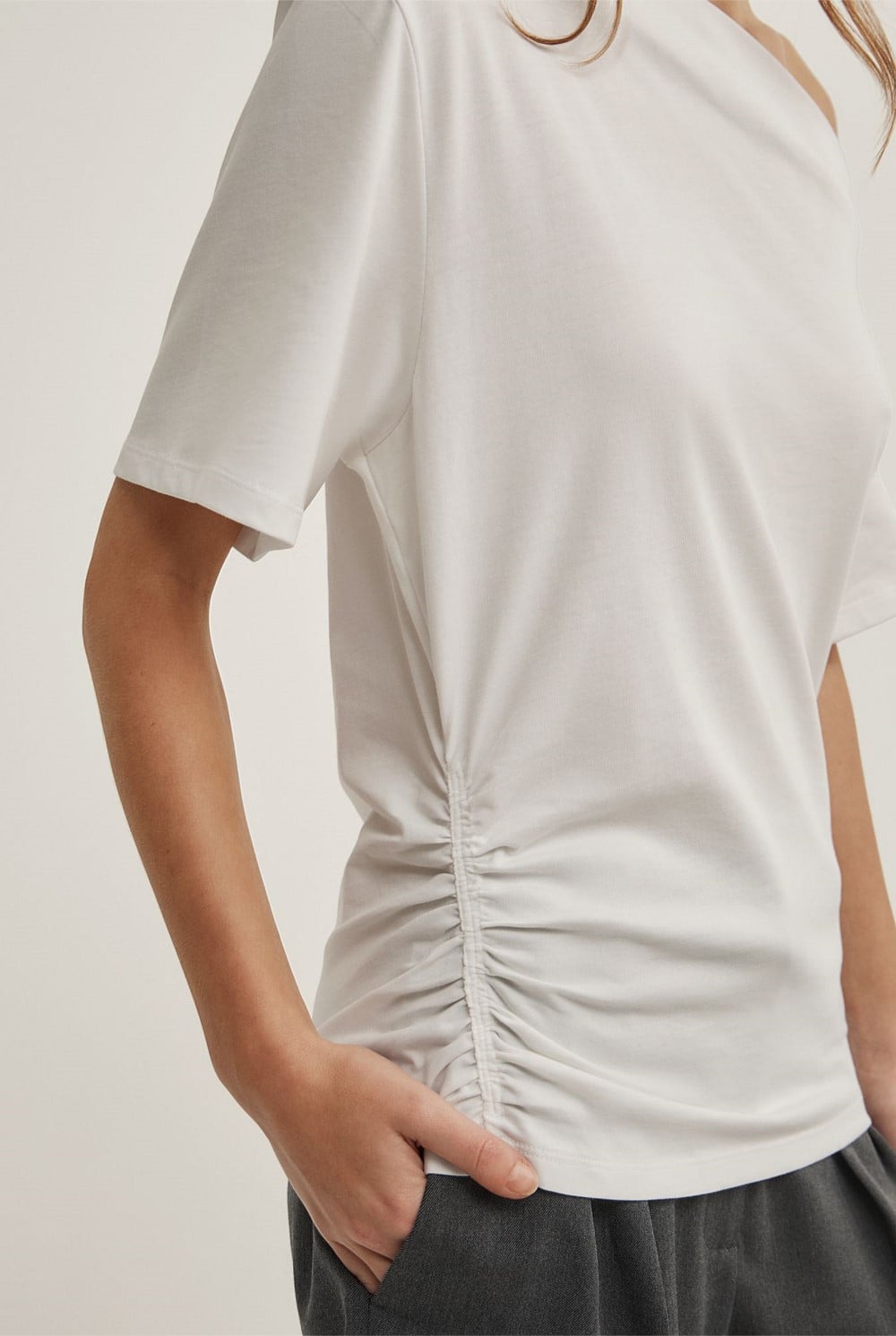 Ruched Asymmetric T-Shirt