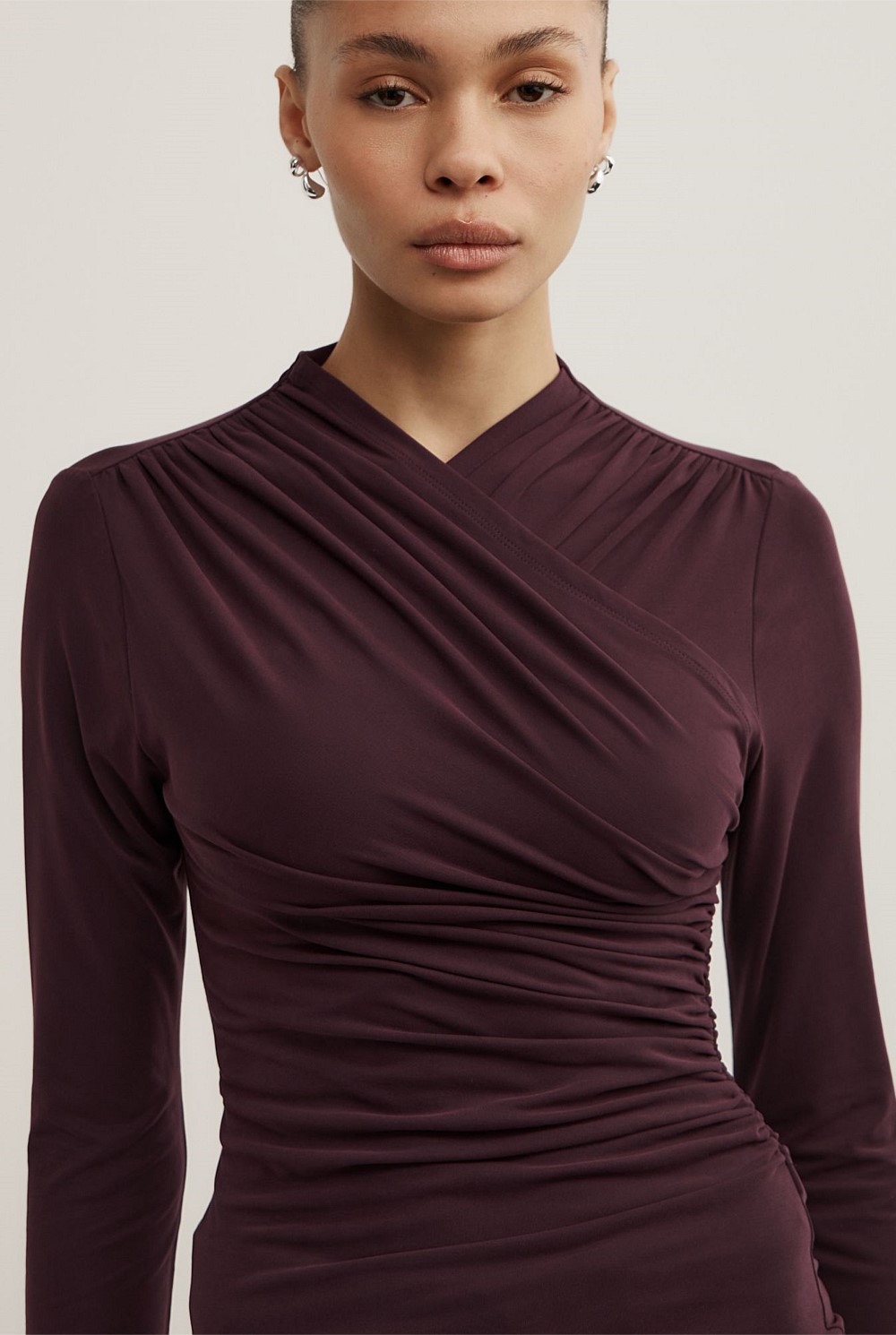 Wrap Long Sleeve Jersey Top