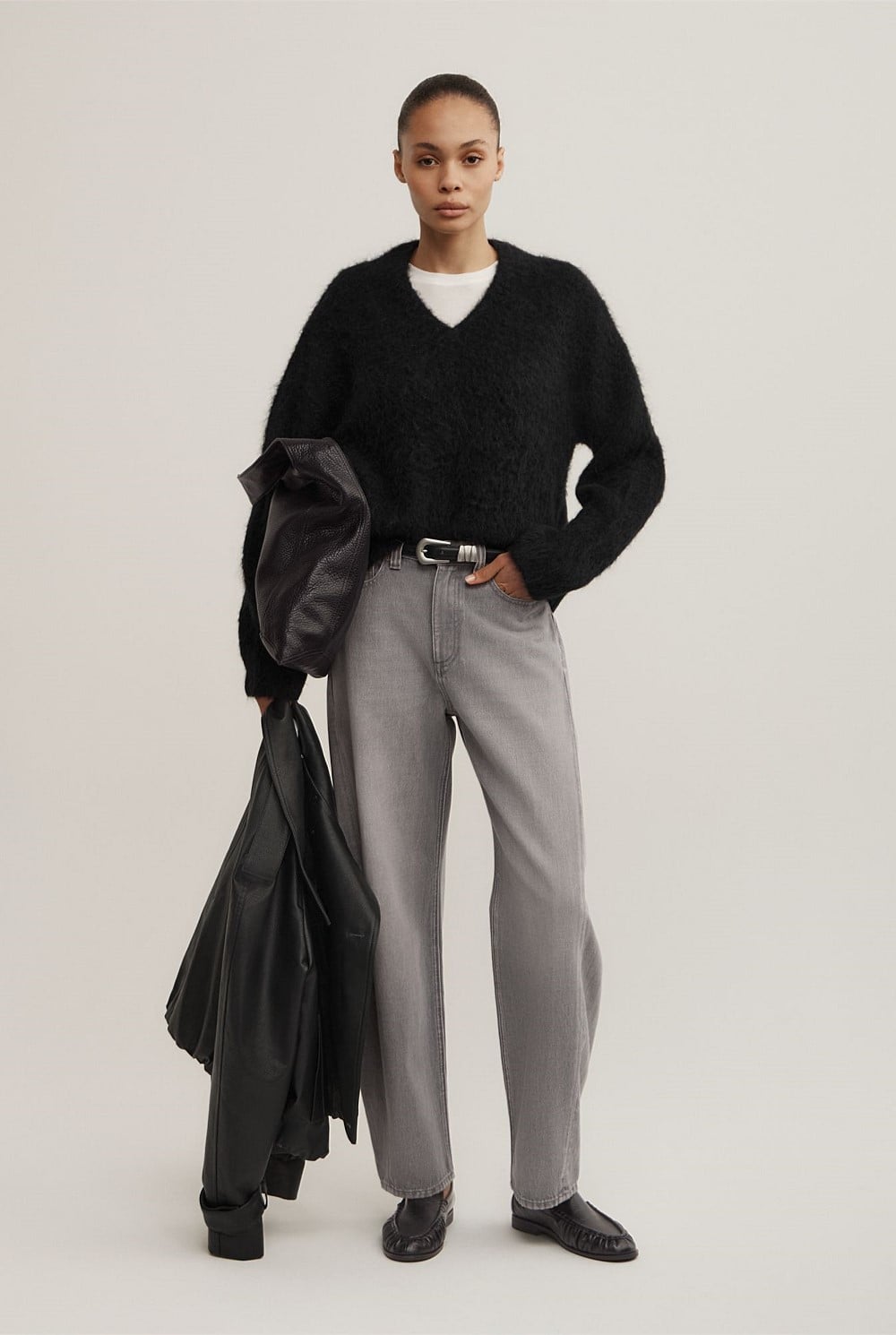 High V-Neck Fluffy Knit