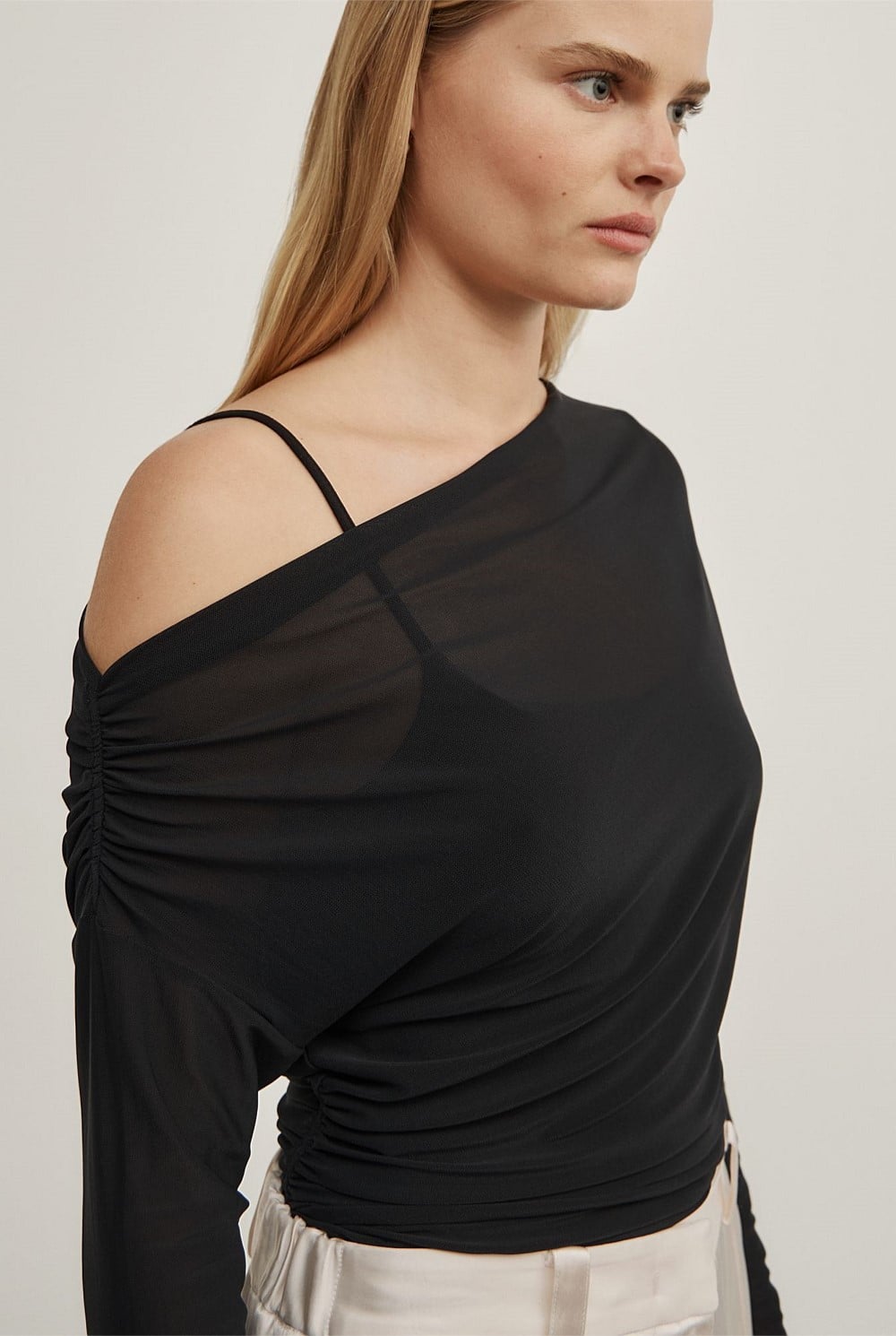 Layered Mesh Long-Sleeve Top