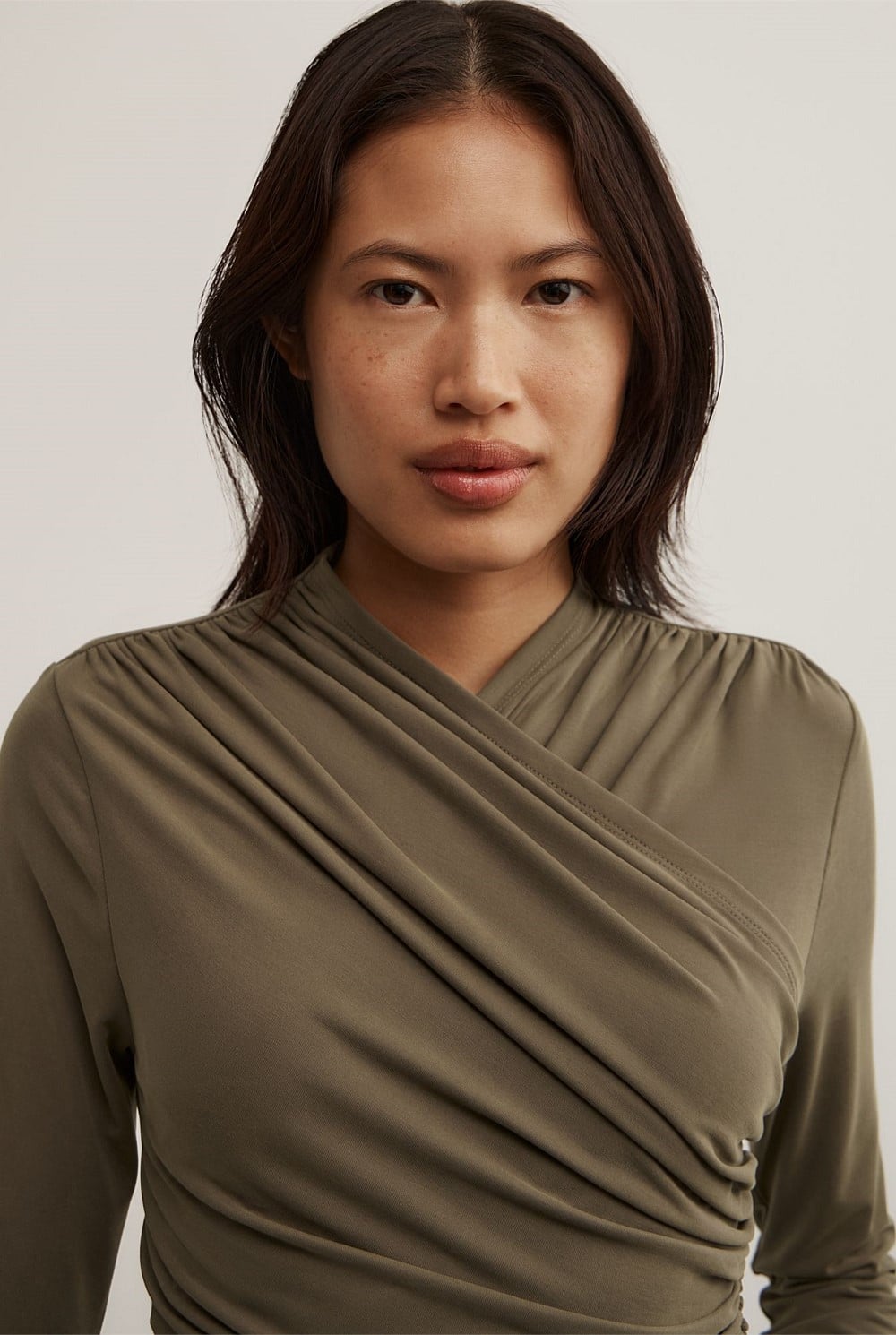 Wrap Long Sleeve Jersey Top