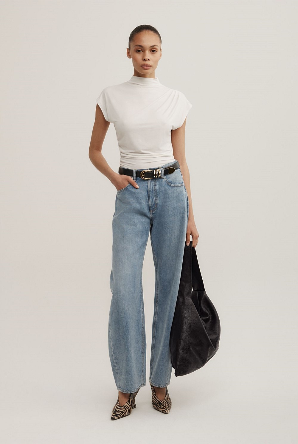 Draped High Neck Top