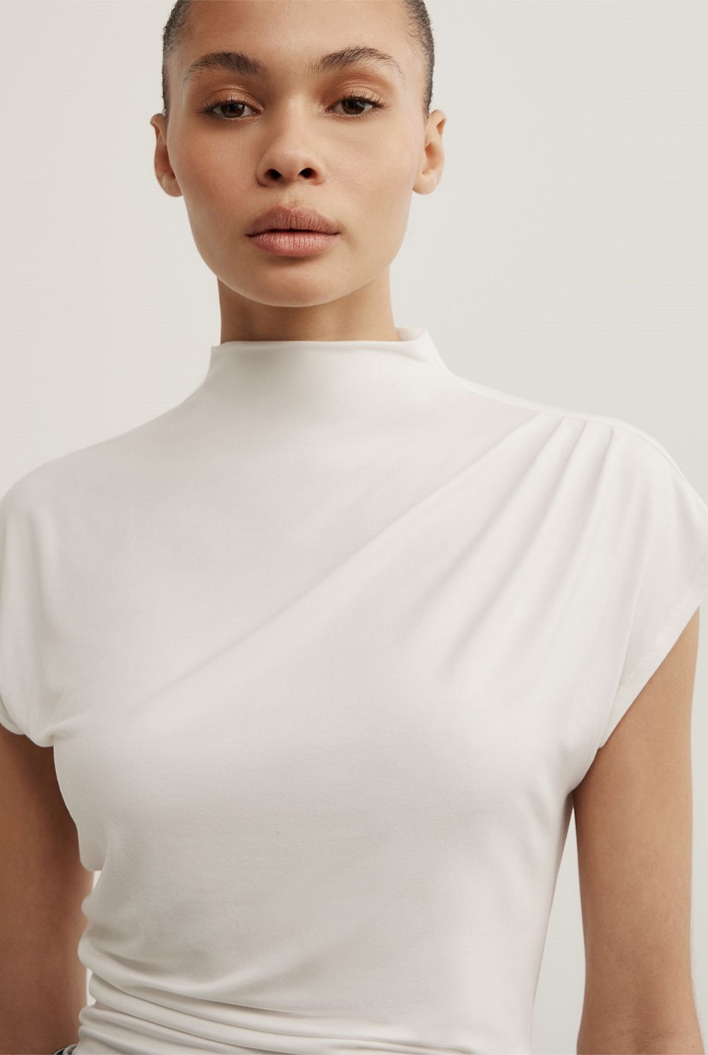 Draped High Neck Top