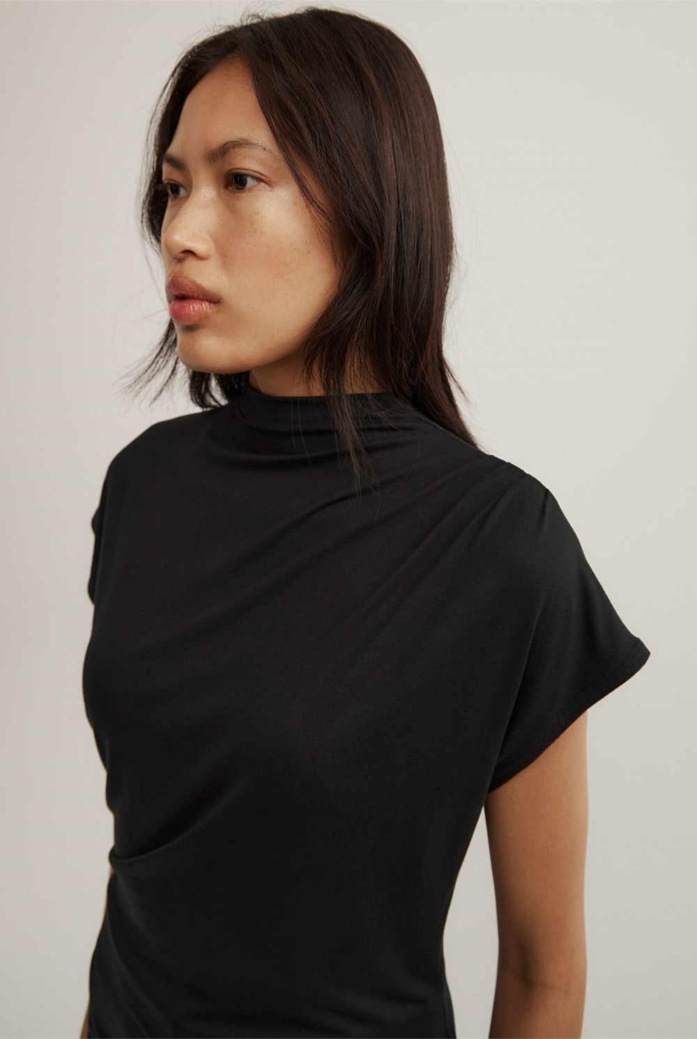 Draped High Neck Top