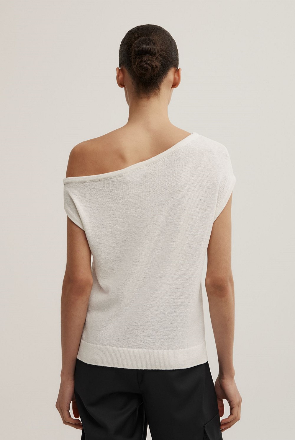 Asymmetric Short Sleeve Slouch Knit