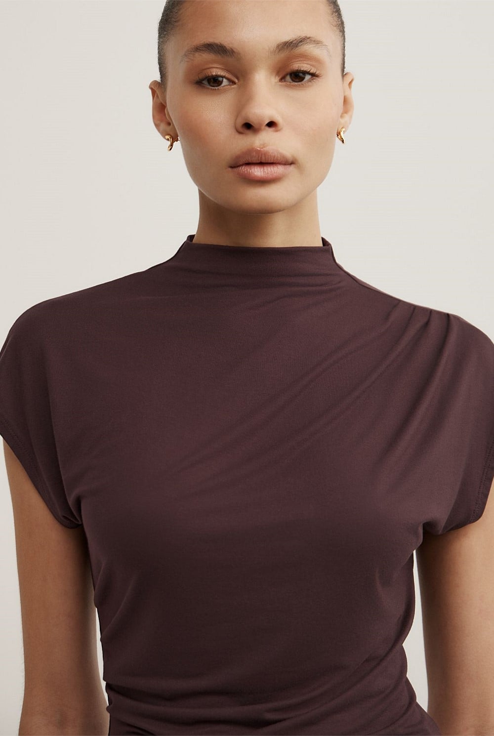 Draped High Neck Top