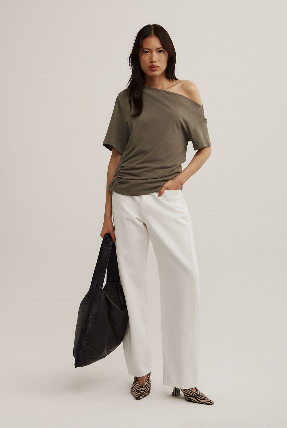 Ruched Asymmetric T-Shirt