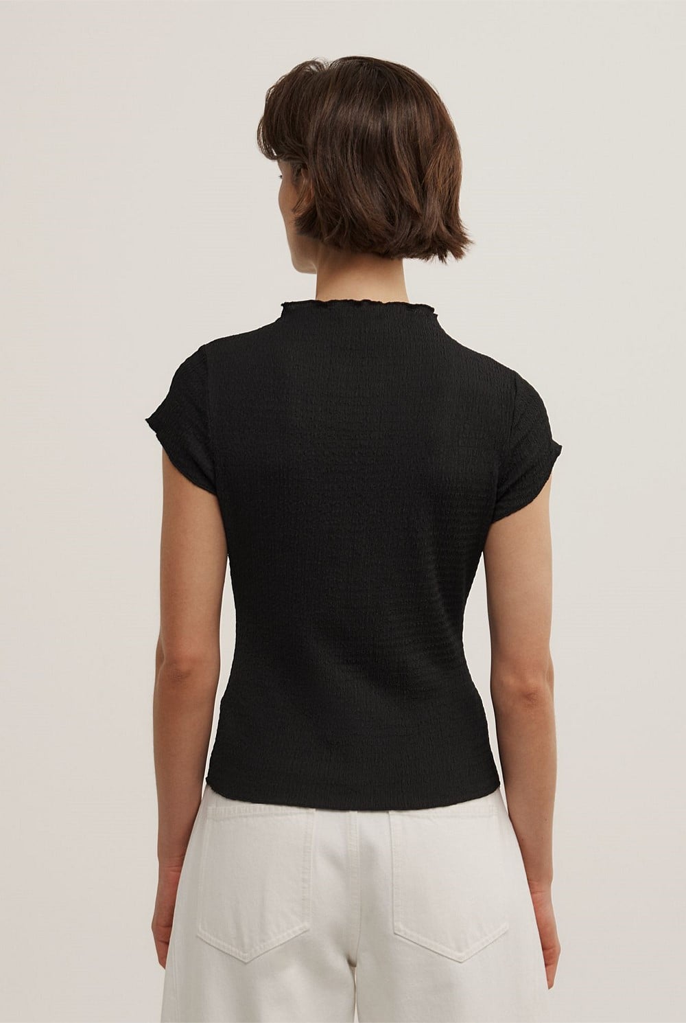 High Neck Textured T-Shirt