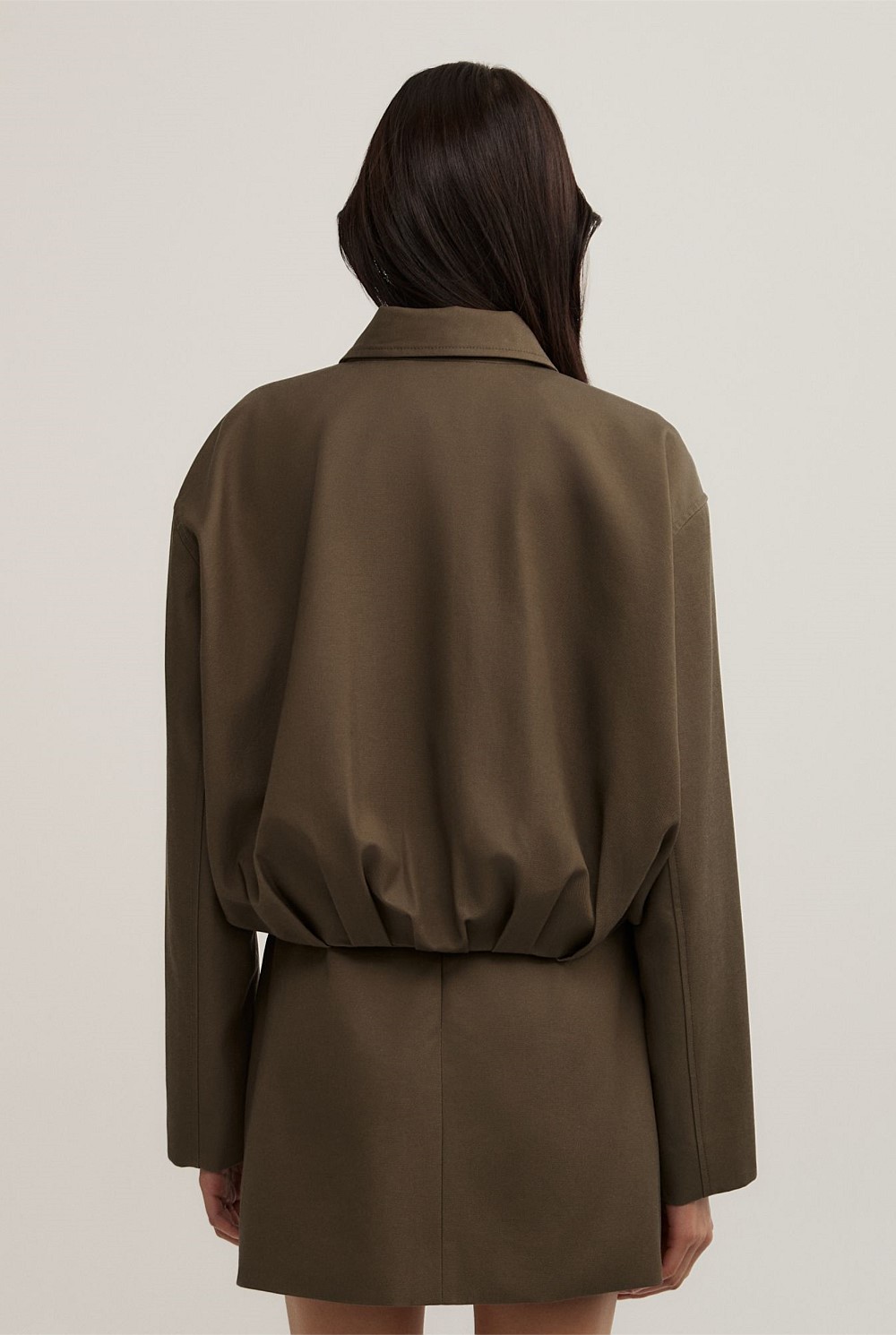Gathered Hem Bomber Jacket