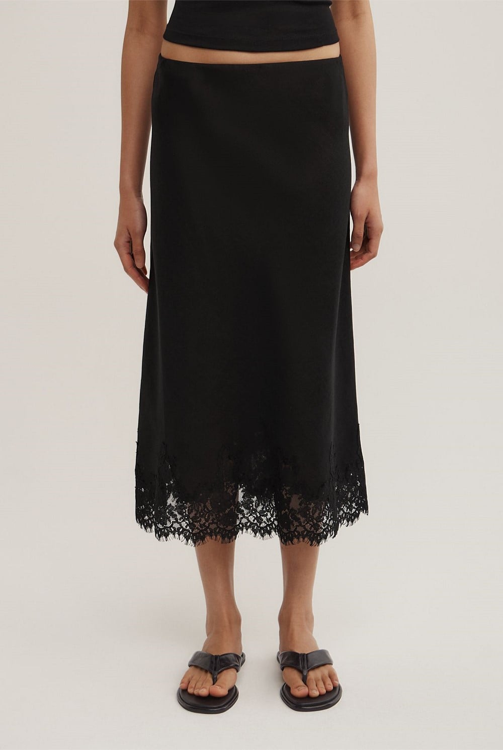 Linen Lace Midi Skirt