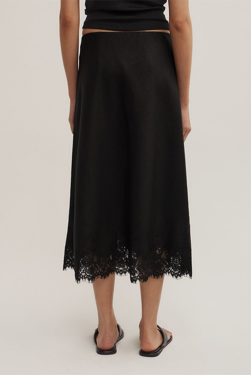 Linen Lace Midi Skirt