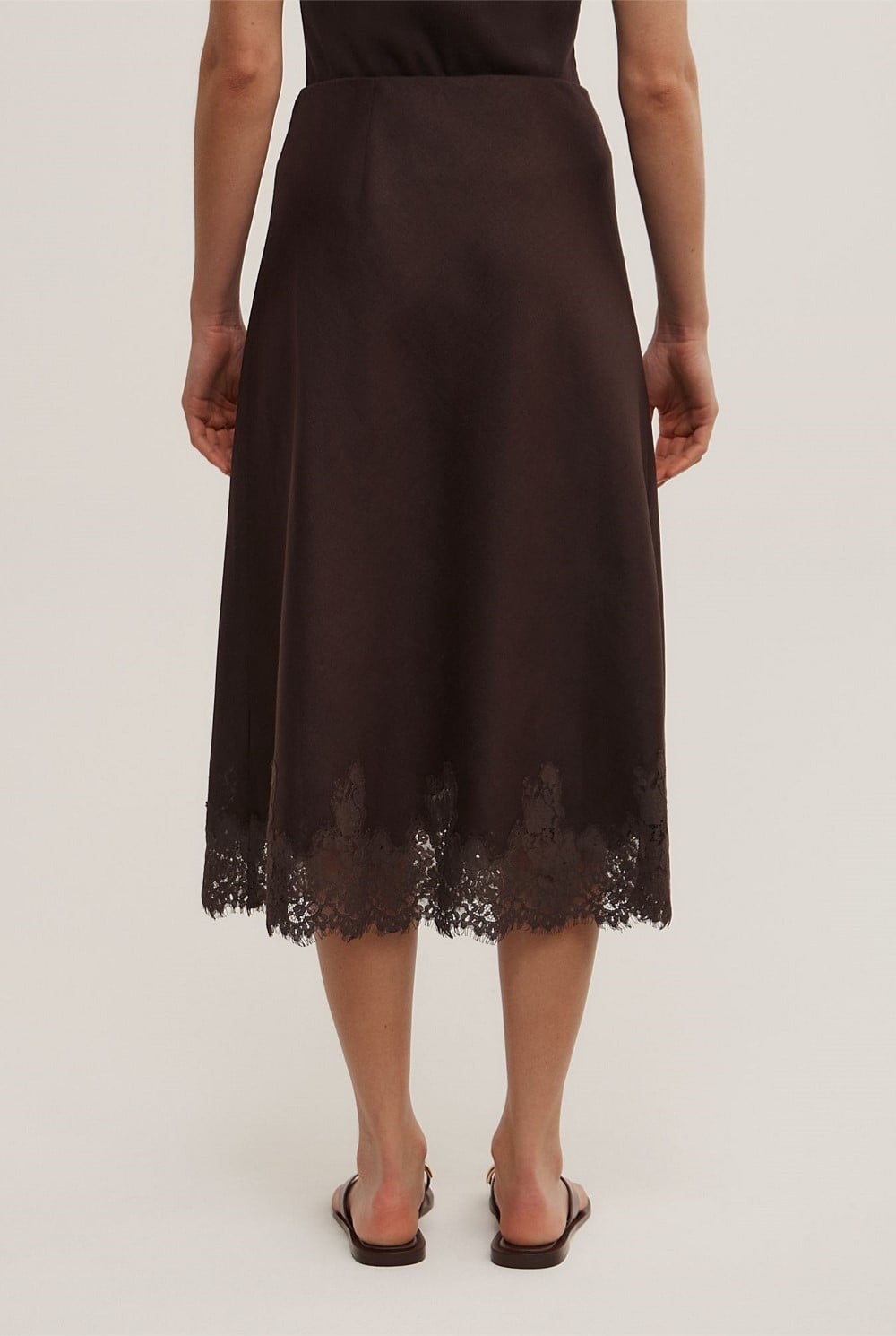 Linen Lace Midi Skirt