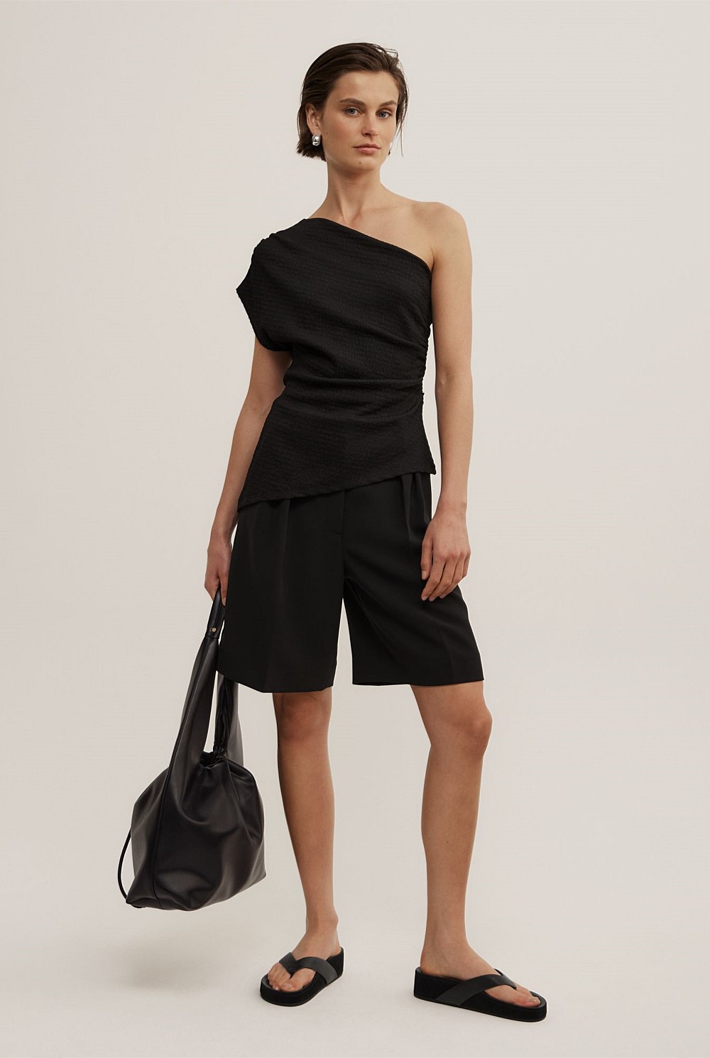One Shoulder Textured Top