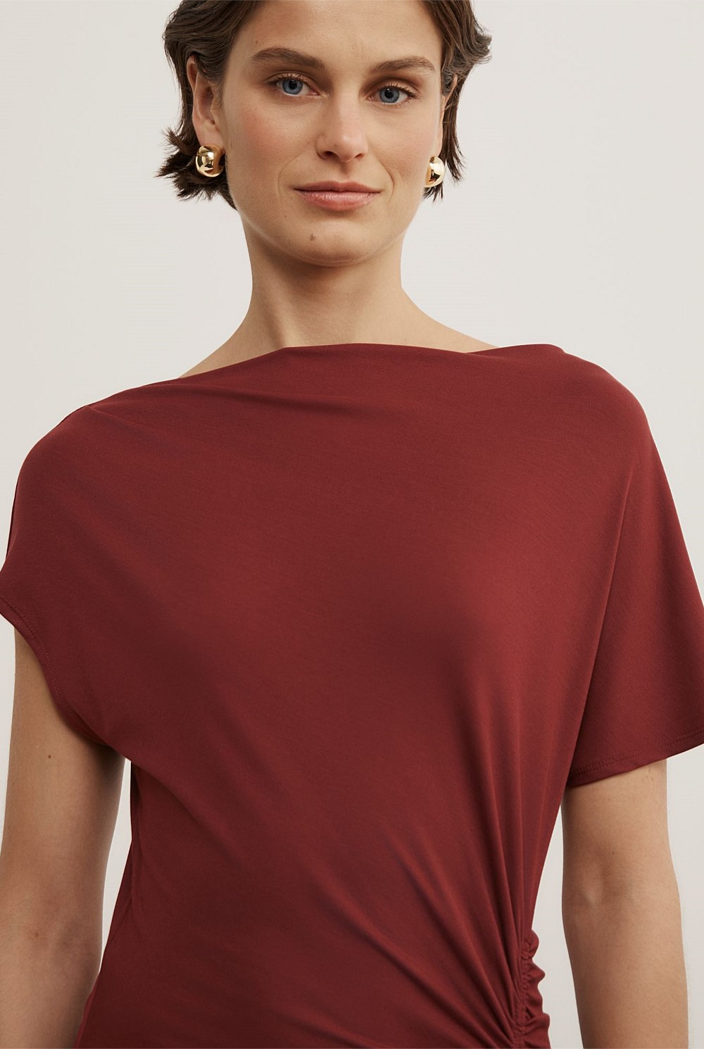 Drape Asymmetric Jersey Dress