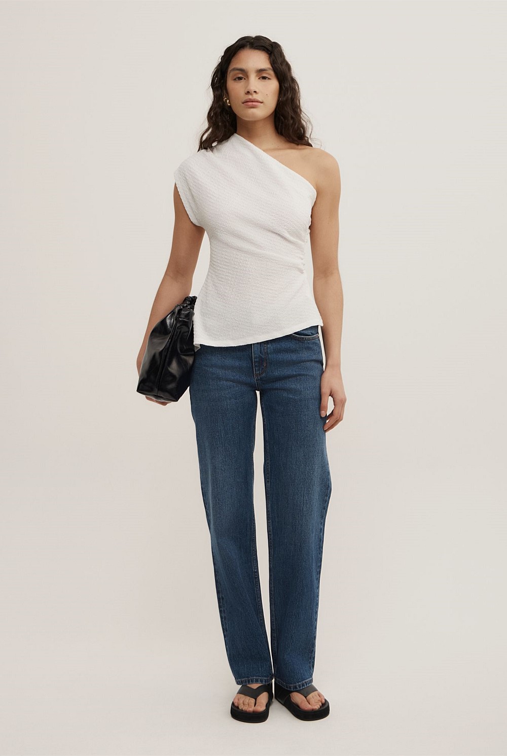 One Shoulder Textured Top