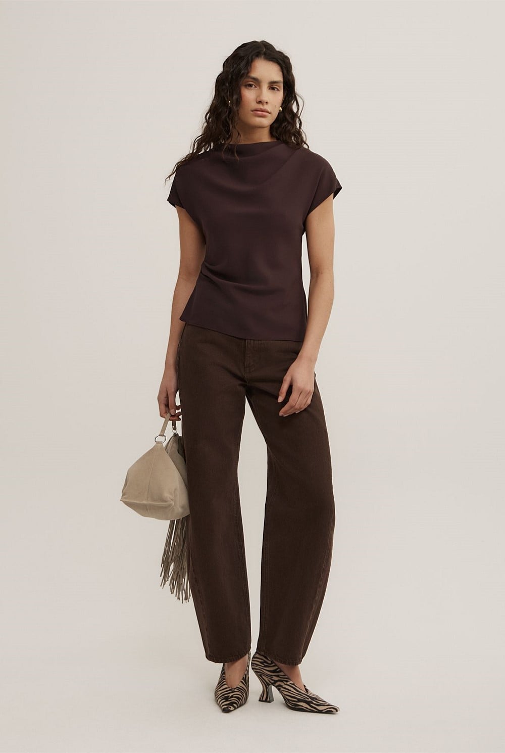 Cowl Neck Crepe Top