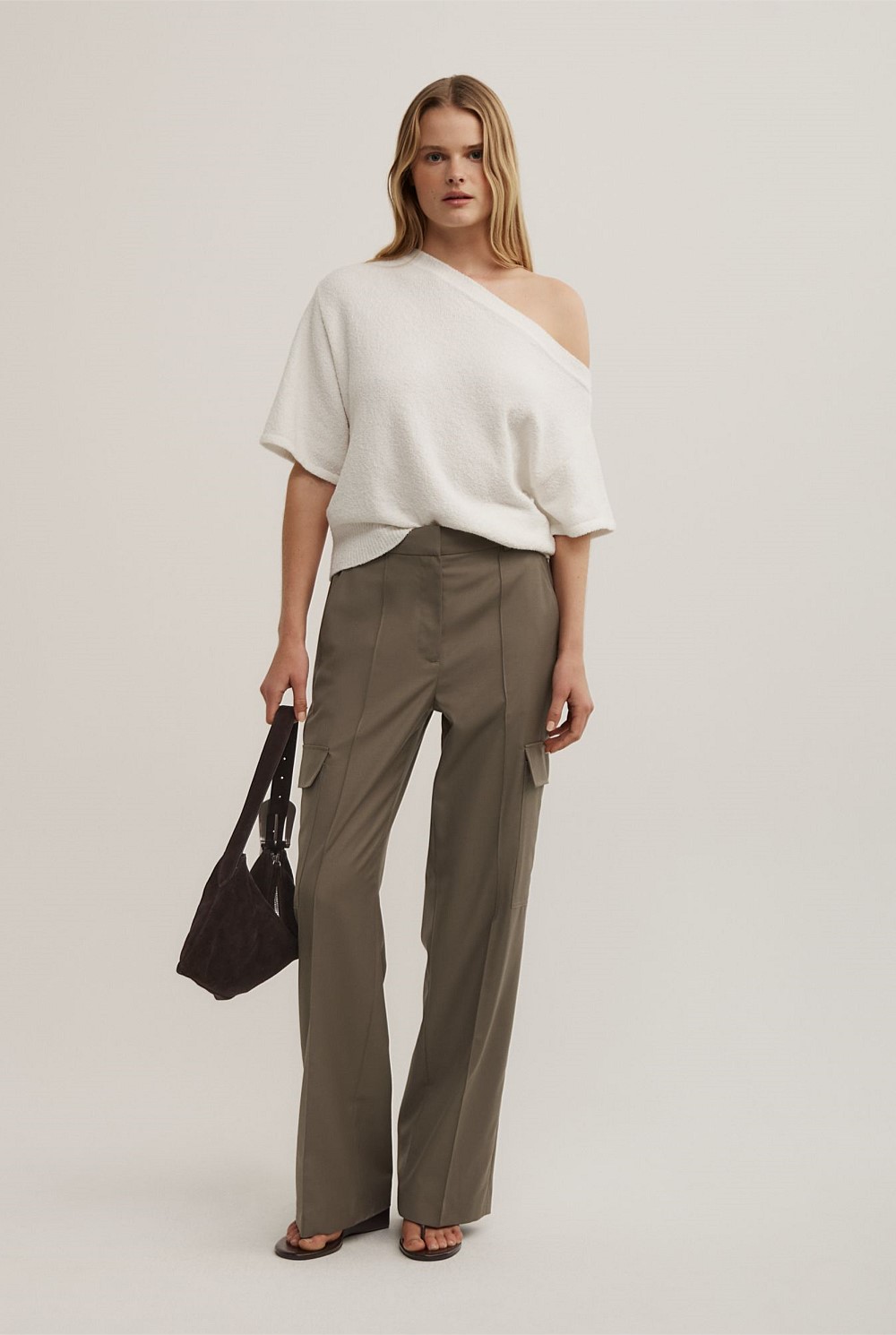 Asymmetric Textured Knit T-Shirt
