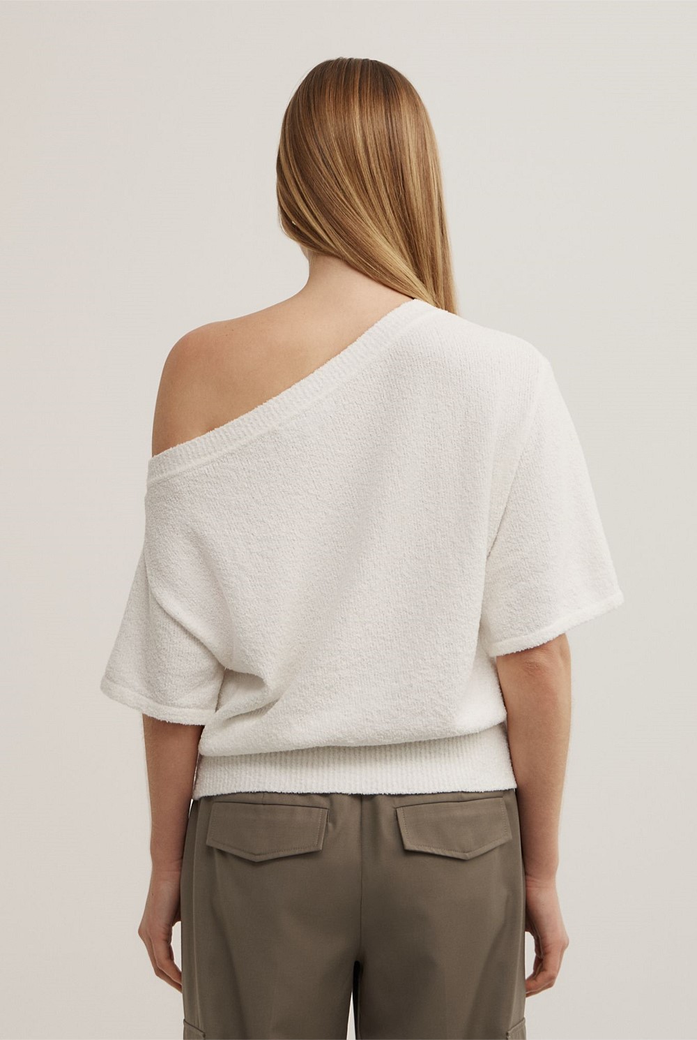 Asymmetric Textured Knit T-Shirt