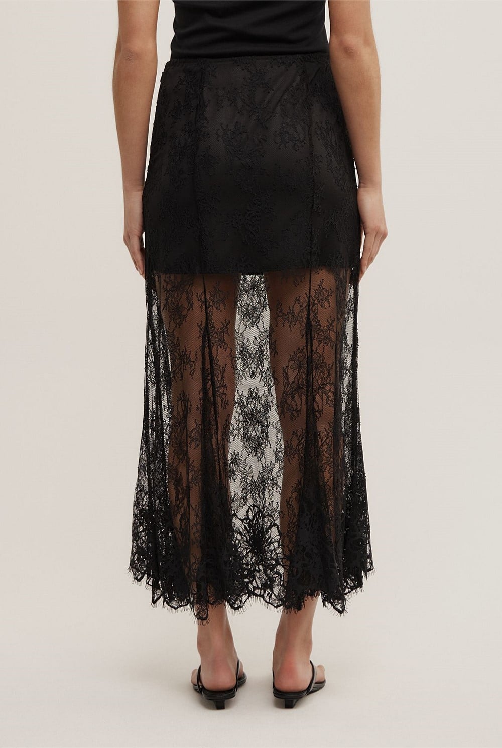 Lace Panel Maxi Skirt