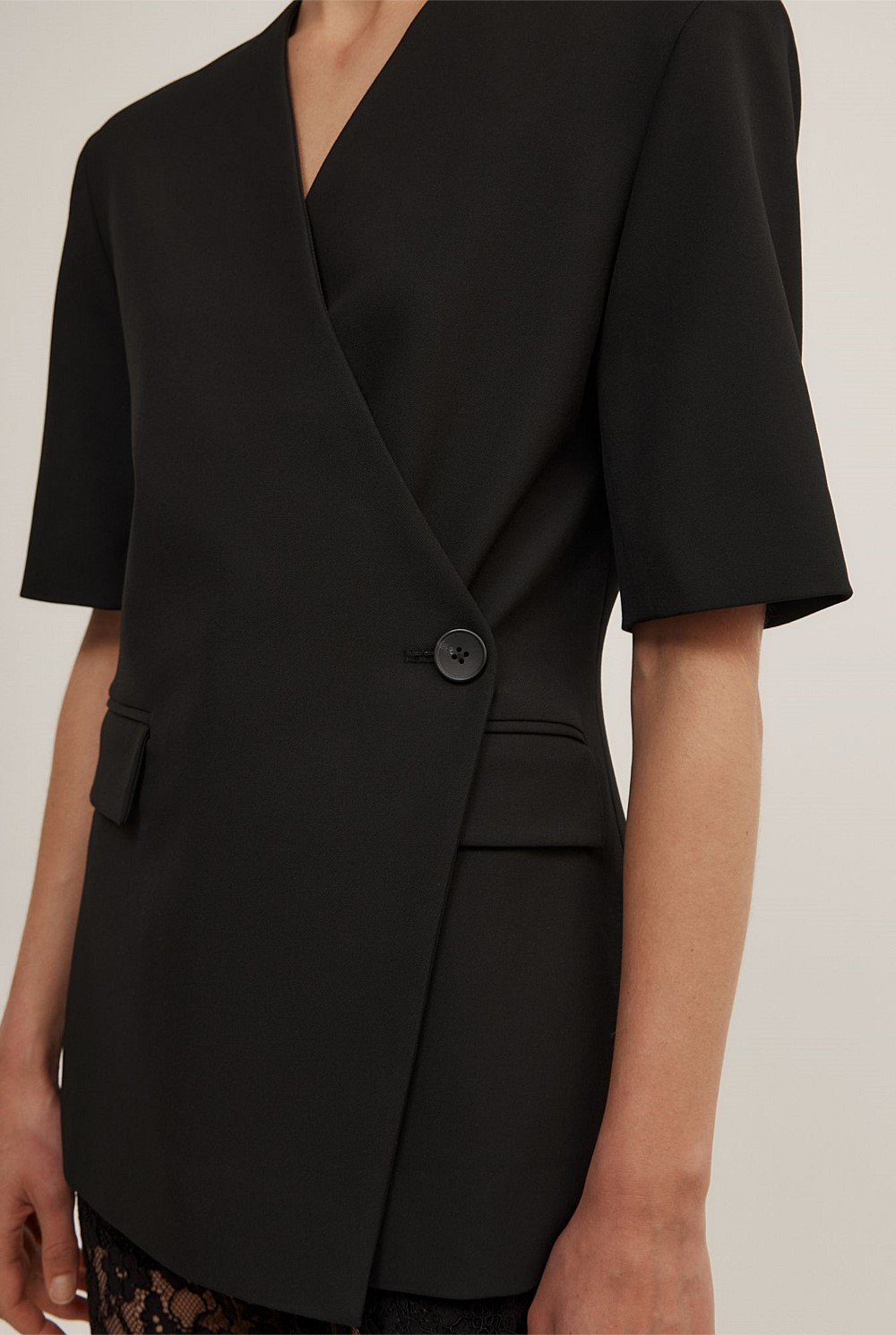 Short Sleeve Wrap Blazer