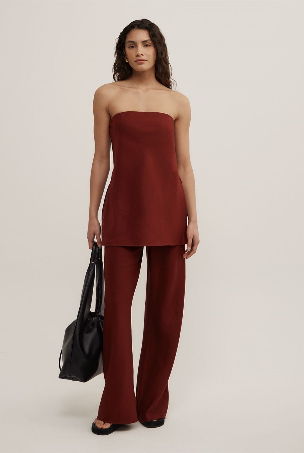 Linen Strapless Top