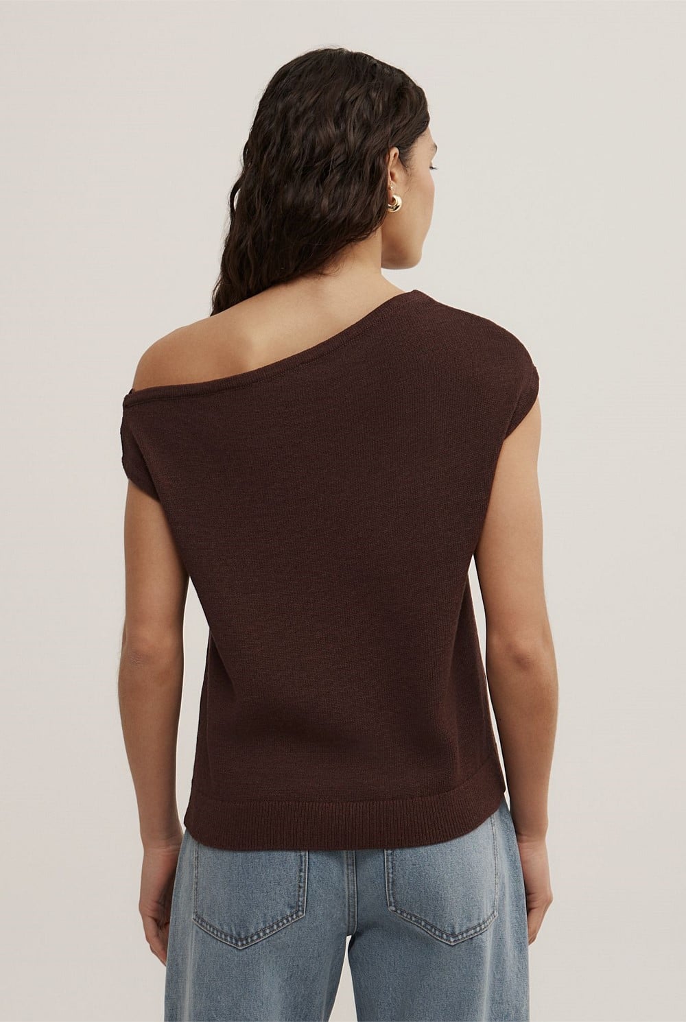 Asymmetric Short Sleeve Slouch Knit