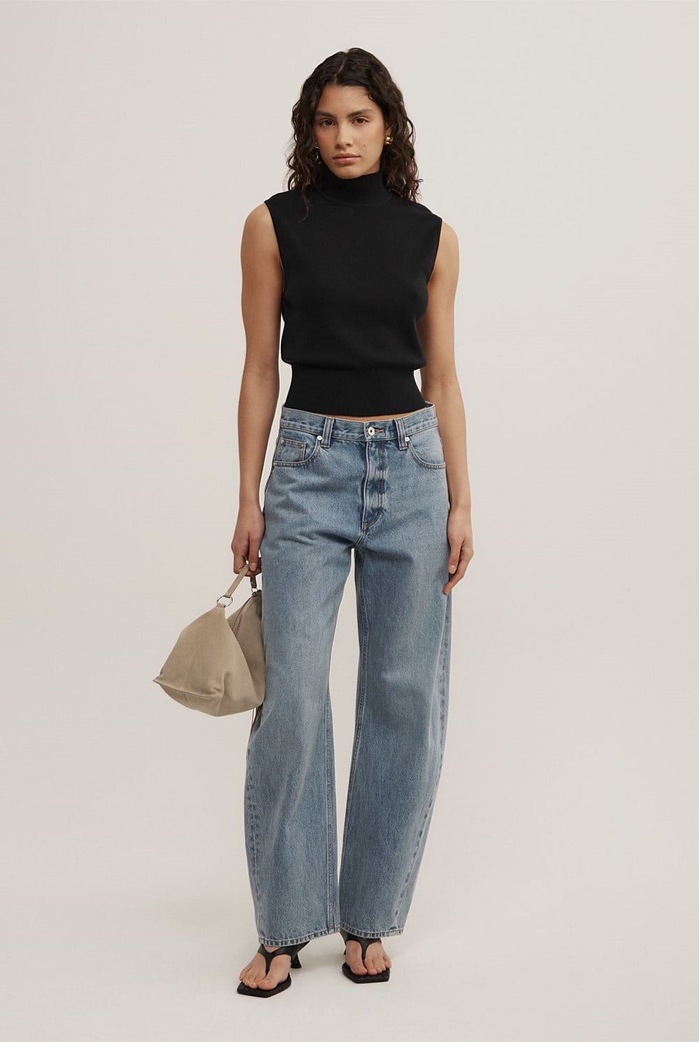 High Neck Open Back Knit