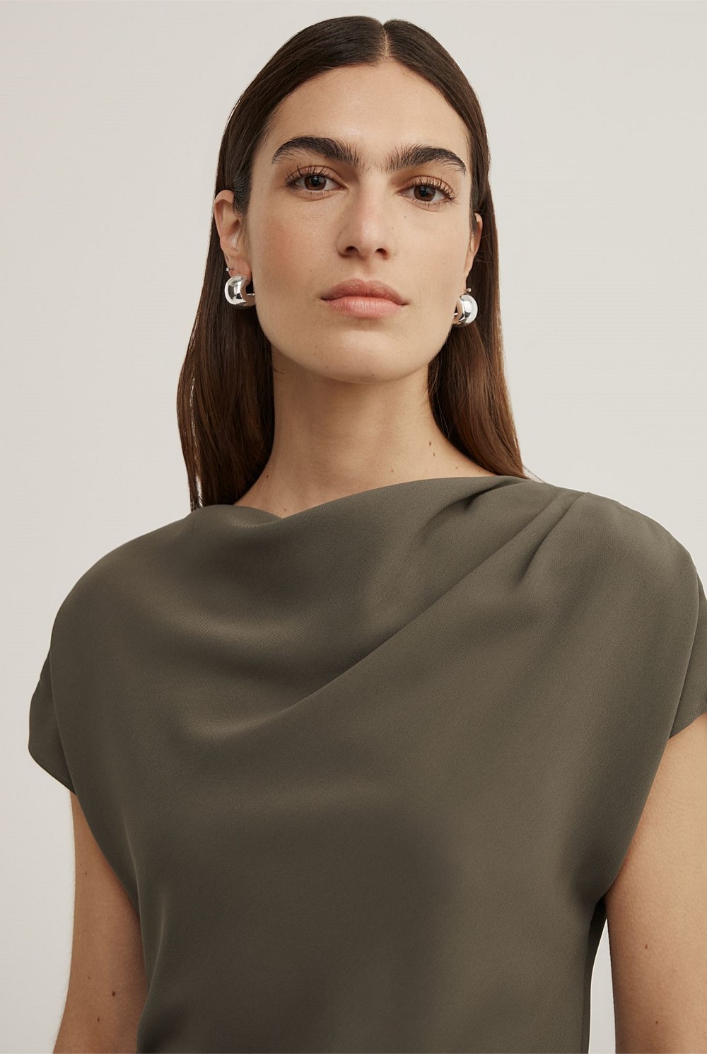 Cowl Neck Crepe Top