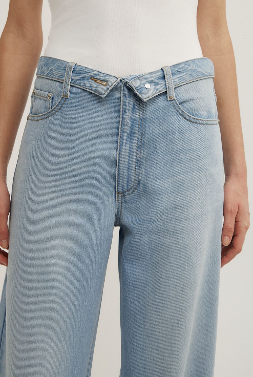 Fold Waist Slouch Jeans
