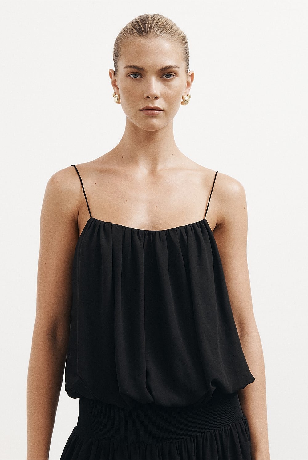 Blouson Drape Maxi Dress