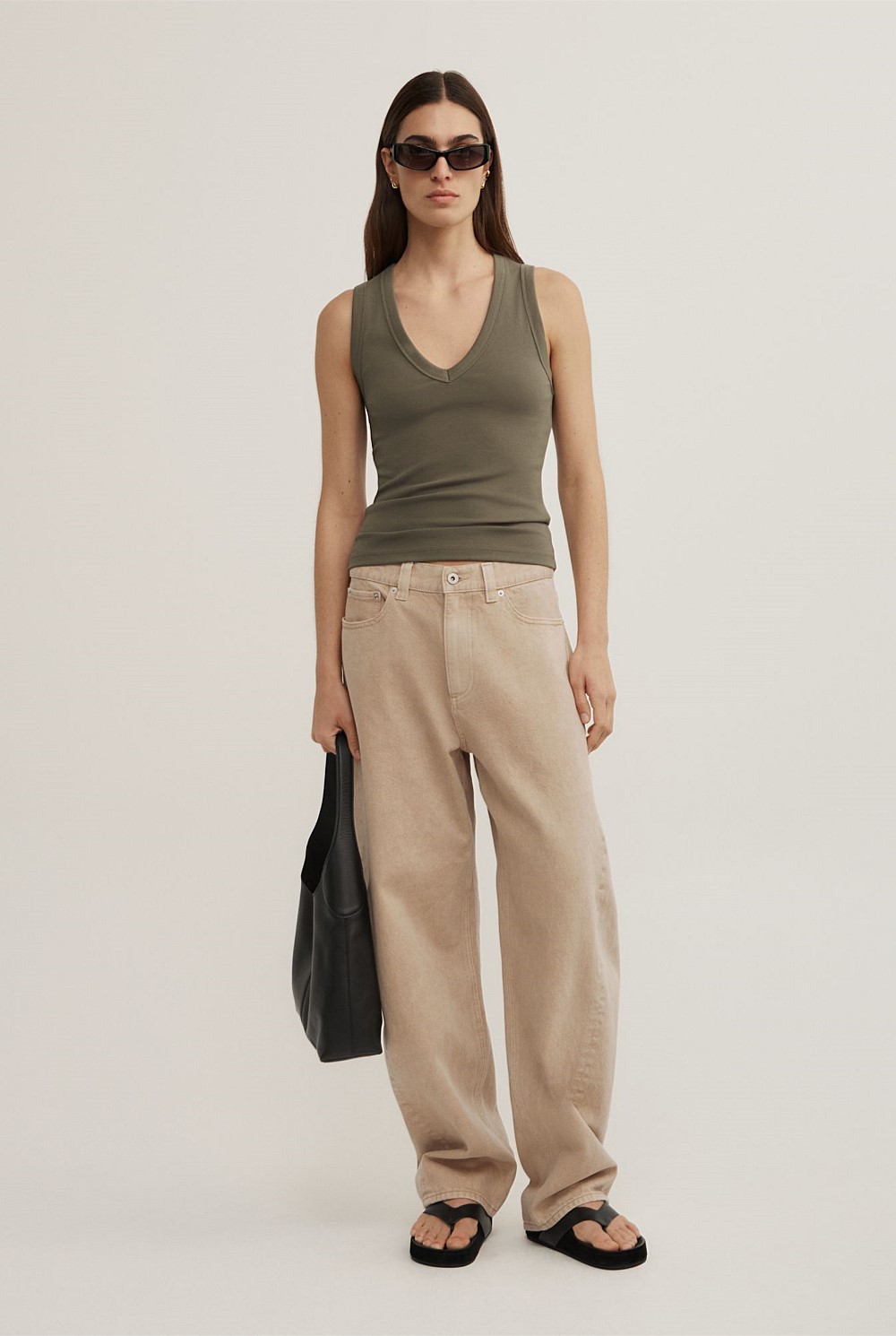 Fine Rib V-Neck Tank