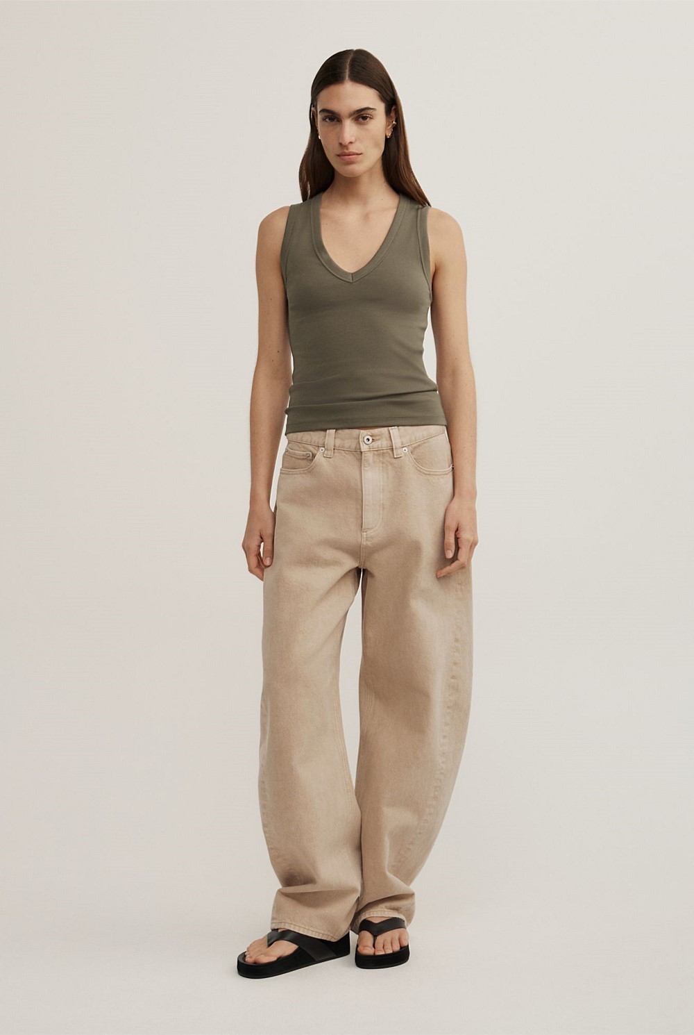 Fine Rib V-Neck Tank