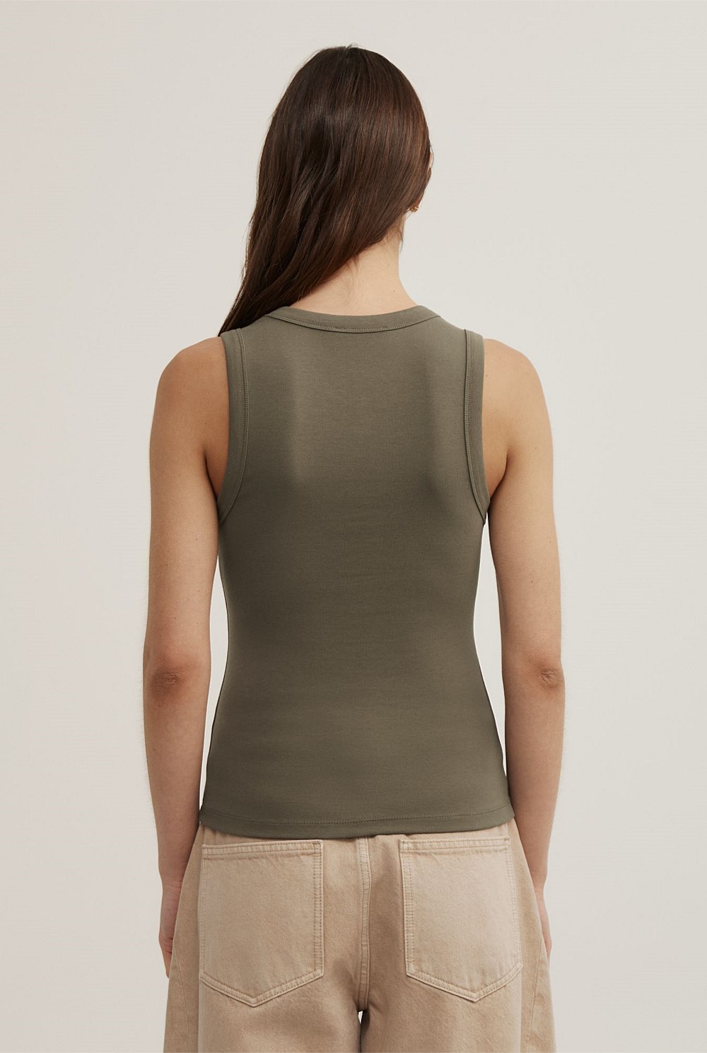 Fine Rib V-Neck Tank