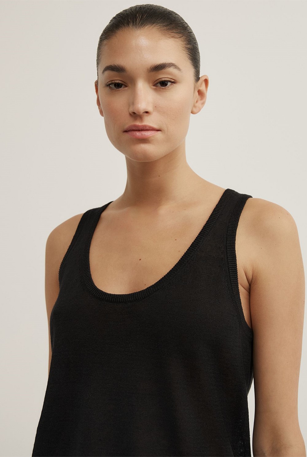 Linen Scoop Knit Tank