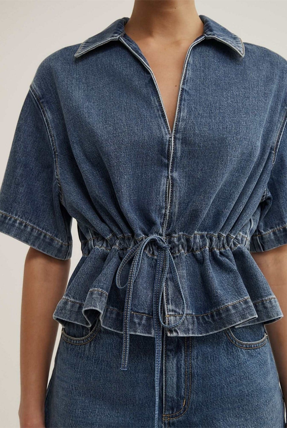 Bow Denim Shirt