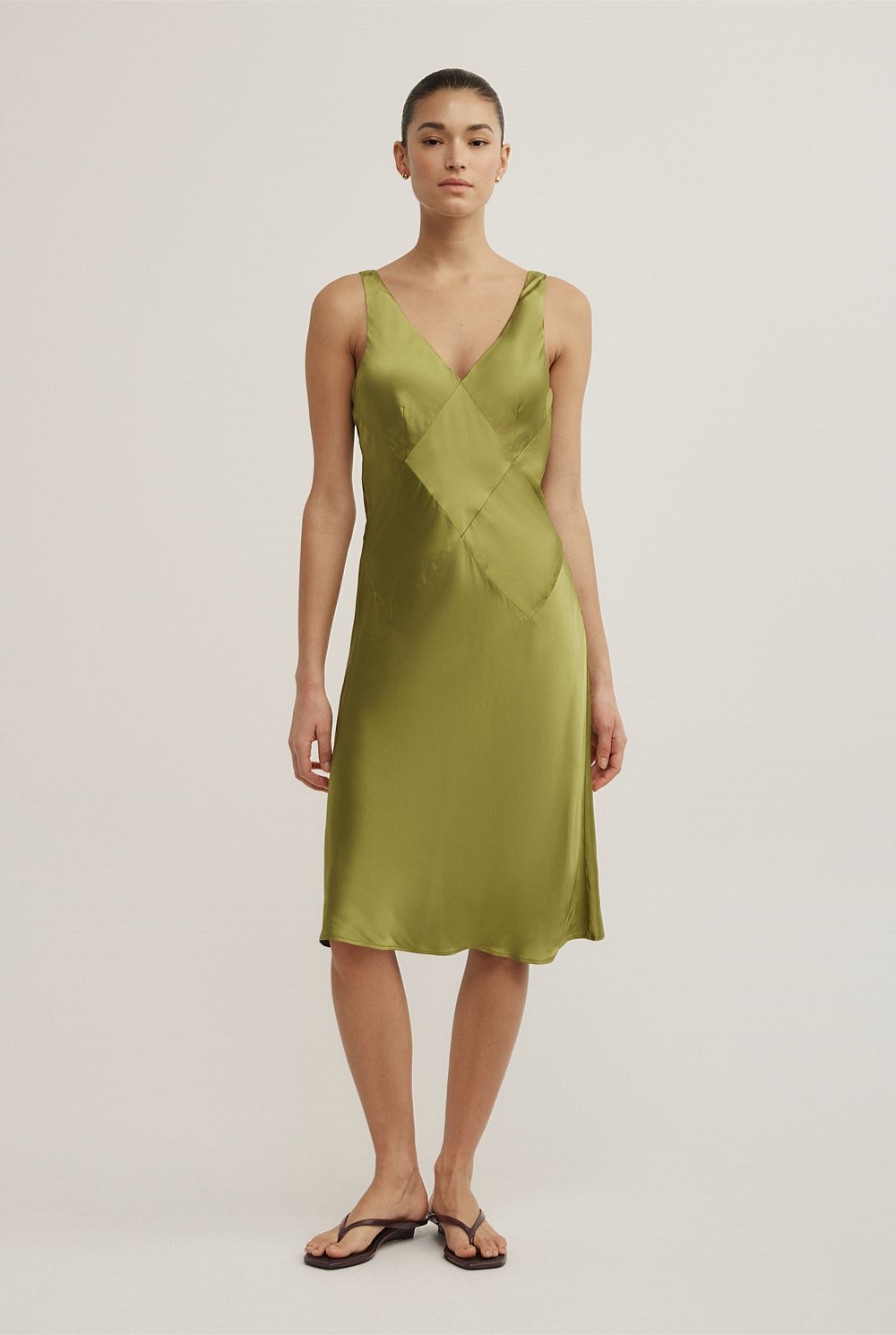 Seam Detail Slip Midi Dress