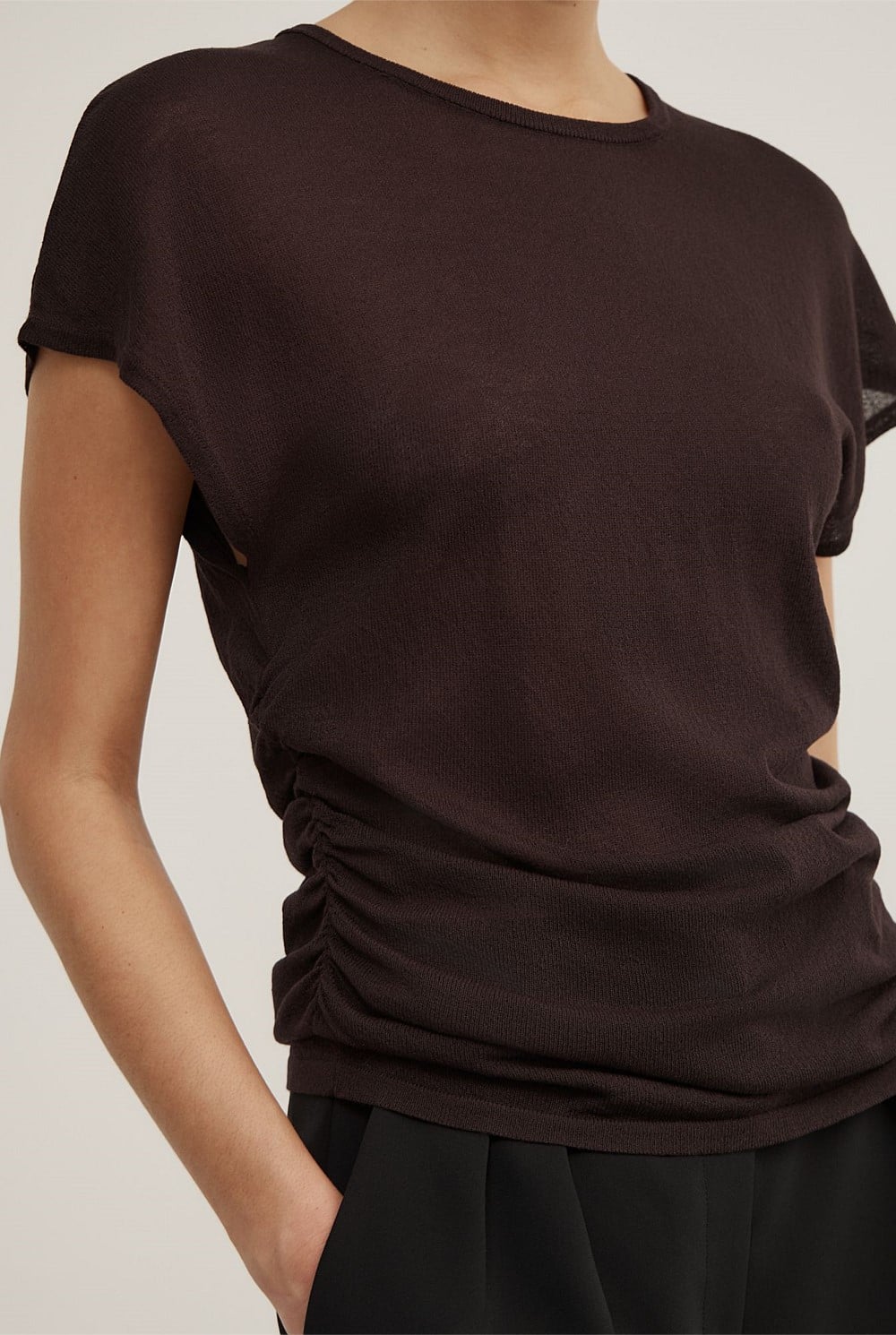 Wide Shoulder Knit T-Shirt