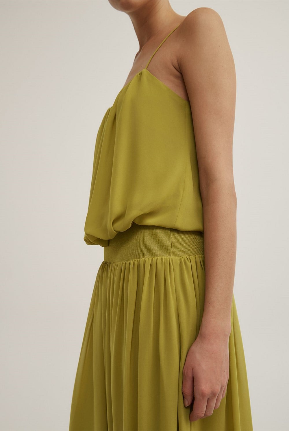 Blouson Drape Maxi Dress