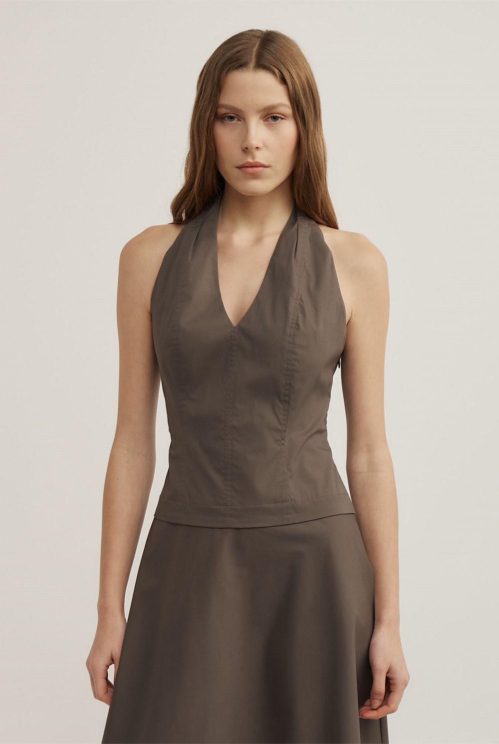 Halter Panel Midi Dress