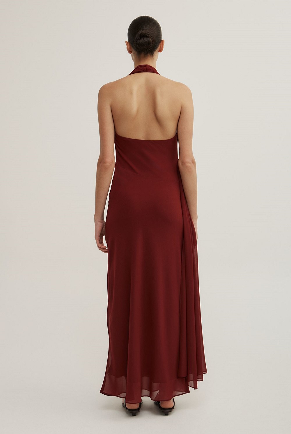 Halter Drape Tie Maxi Dress