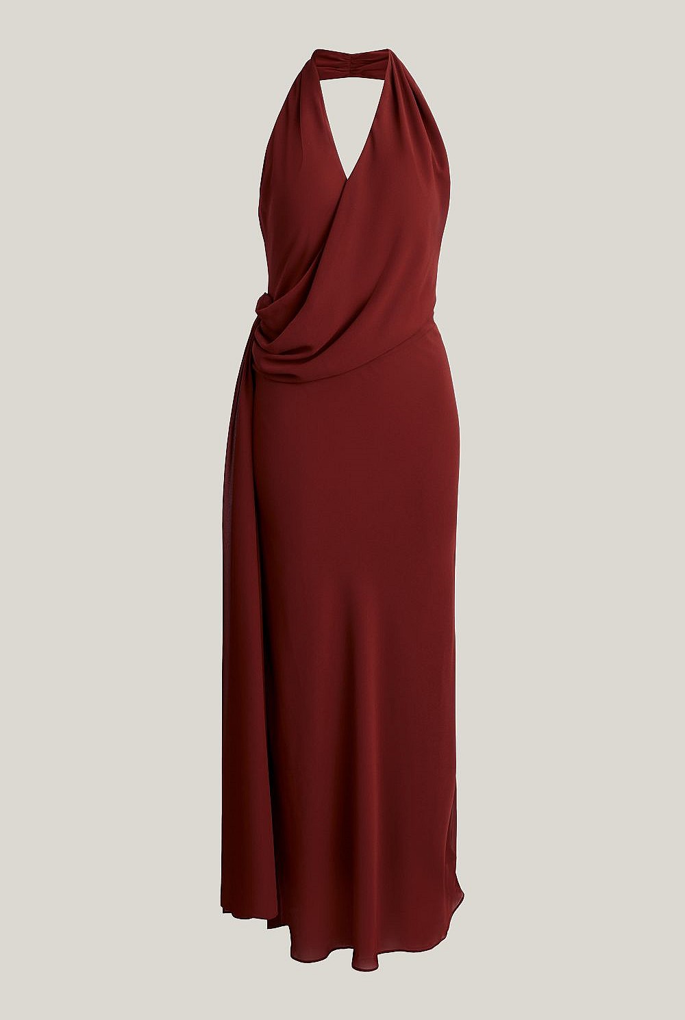 Halter Drape Tie Maxi Dress