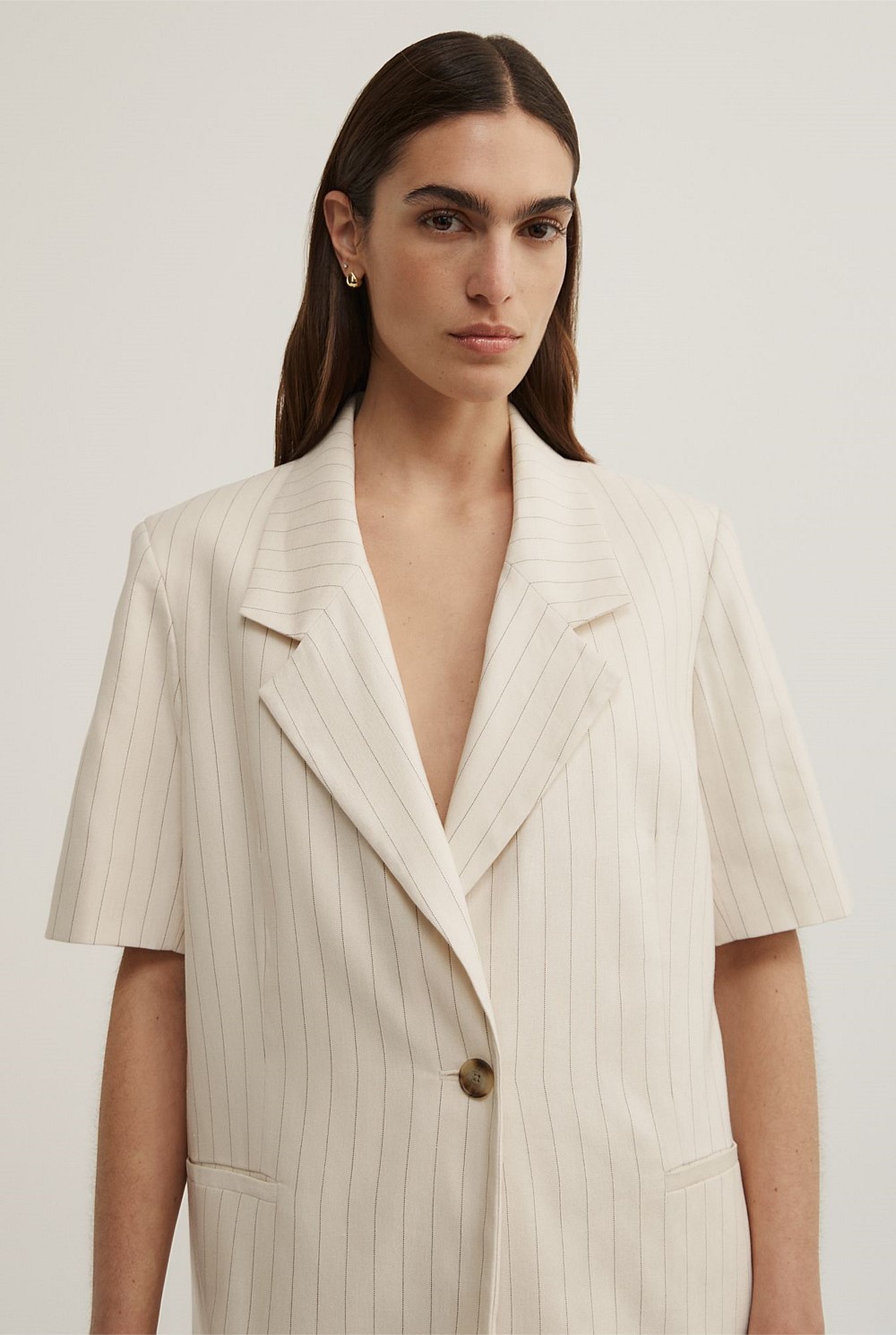 Pinstripe Short Sleeve Blazer