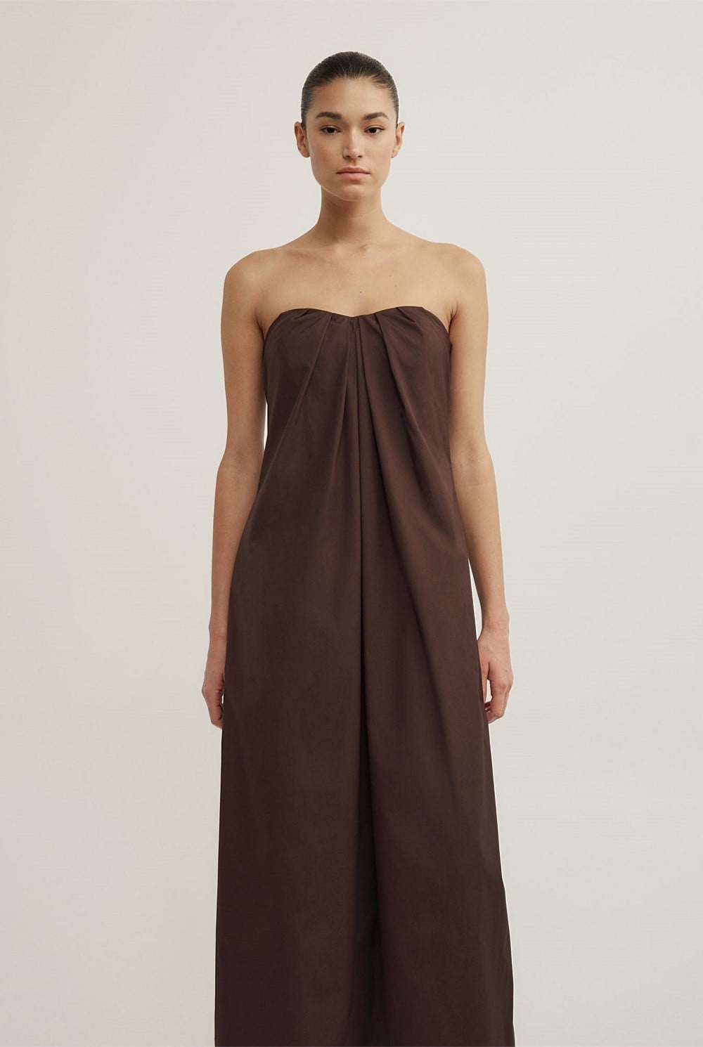 Gathered Bandeau Midi Dress