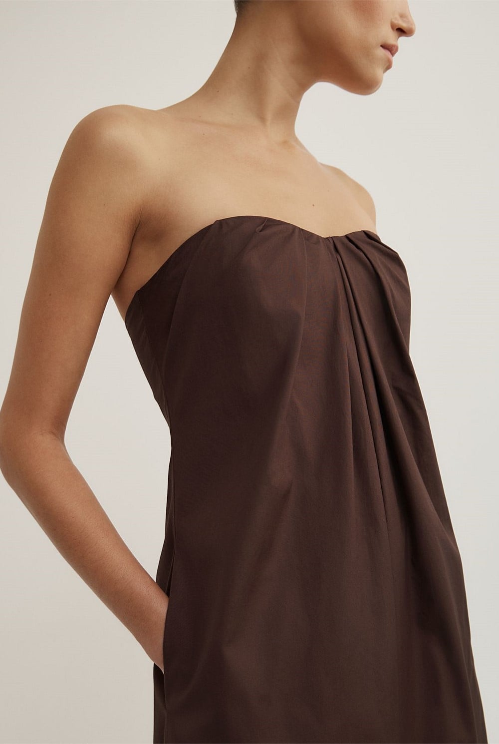Gathered Bandeau Midi Dress