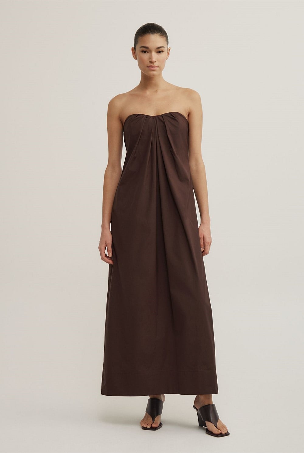 Gathered Bandeau Midi Dress