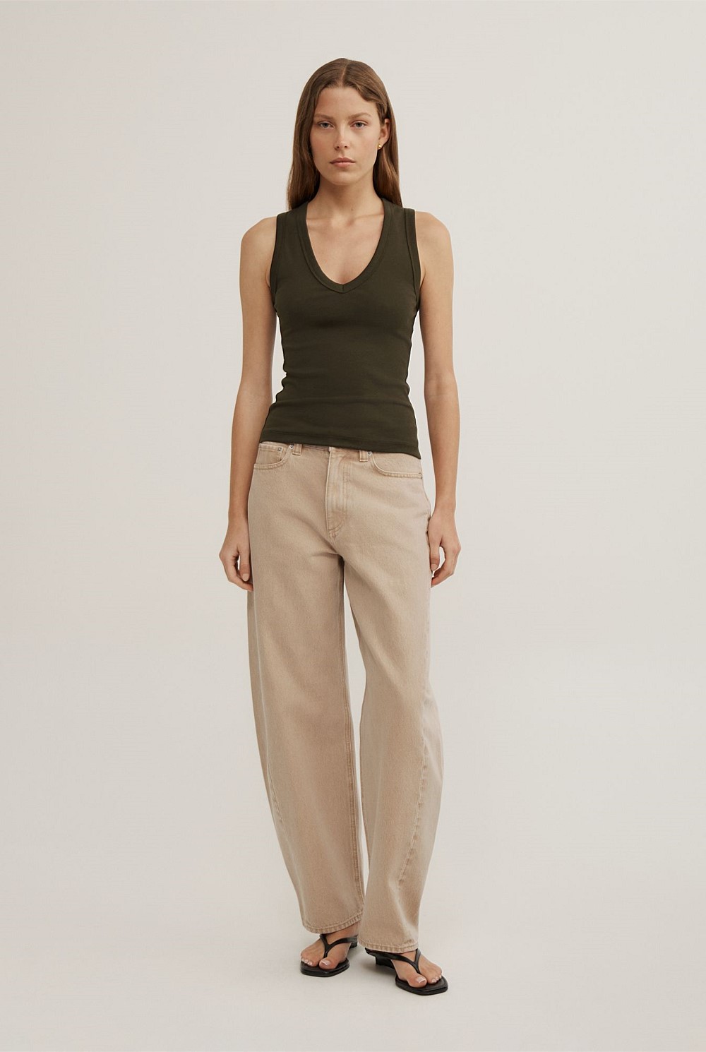 Fine Rib V-Neck Tank