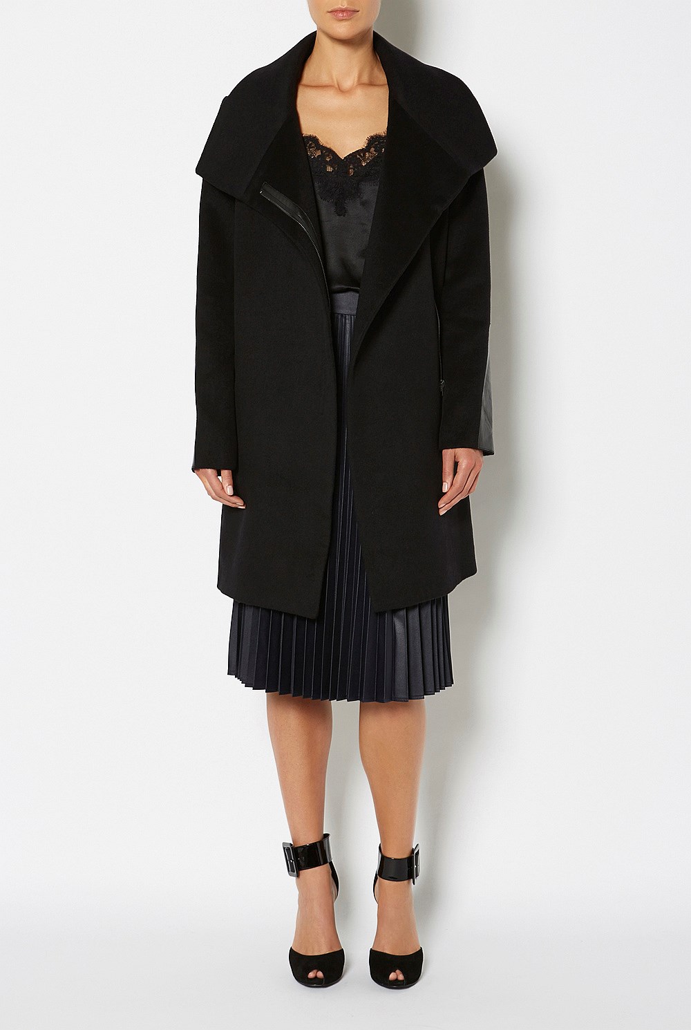 Contrast Sleeve Coat