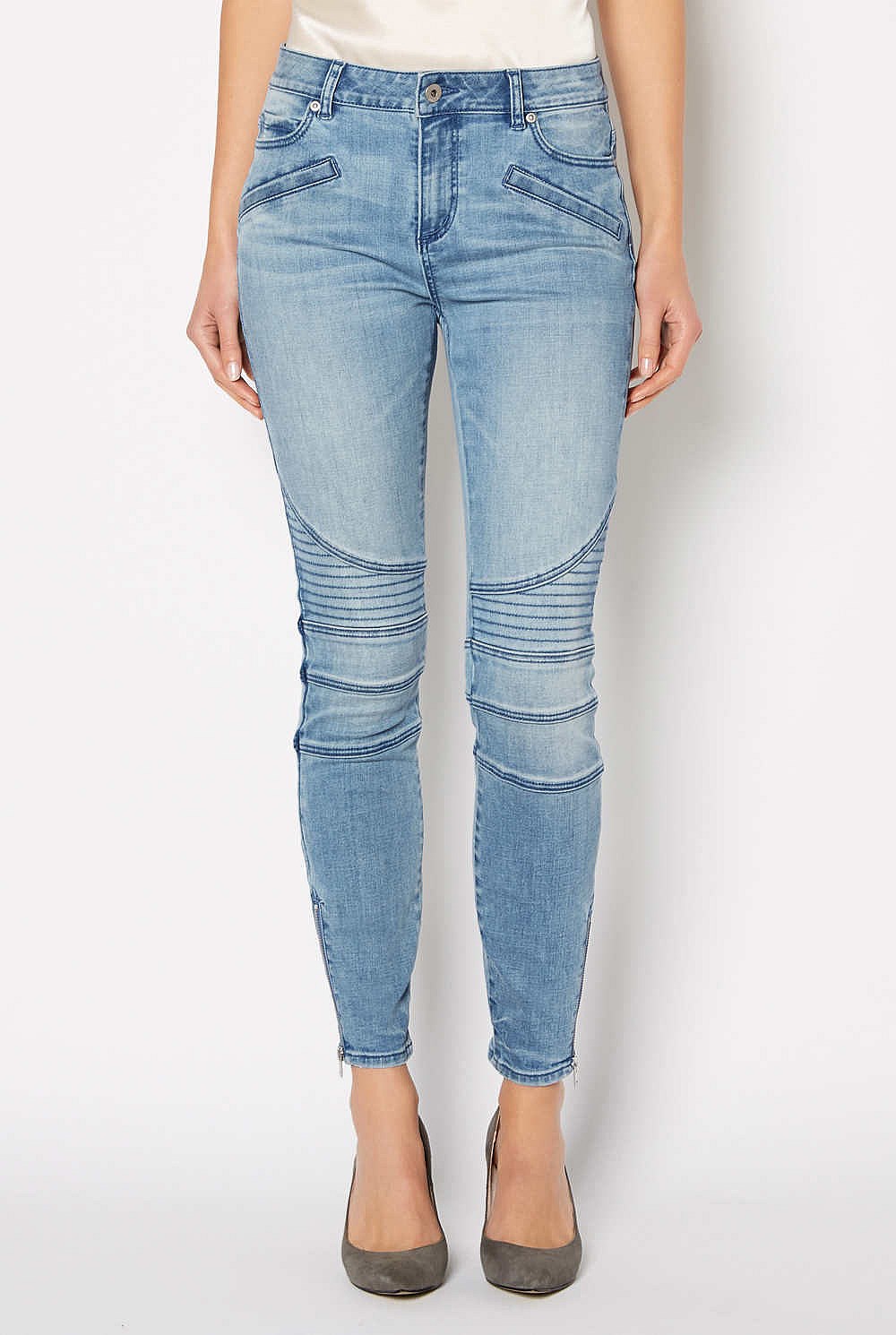 7/8 Mid Blue Biker Jean